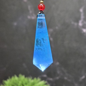 Rare Blue Fluorite Pendulum Necklace | Natural Crystal Pendant, 20-Inch Adjustable String