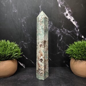 Lg Rare Green Money Agate Tower – Large Crystal Point image 4