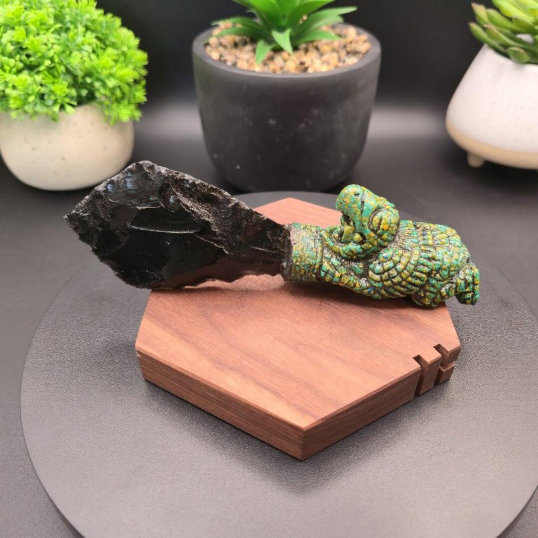 Aztecs Warrior Obsidian Dagger With Malachite Resin Handle | Black ...