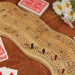 Personalized Cribbage Board, 3 Player Cribbage Board, Crib Board, Cribbage Board With Storage image 1