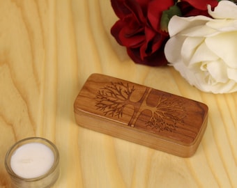 Tree of Life Stash Box , Solid Cherry, Rare Earth Magnets for closure and security,  5" x 2" x 1", Paul Szewc, Masterpiece Laser