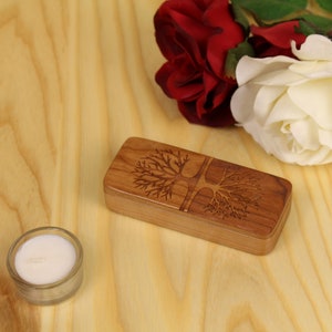 Tree of Life Stash Box , Solid Cherry, Rare Earth Magnets for closure and security,  5&quot; x 2&quot; x 1&quot;, Paul Szewc, Masterpiece Laser