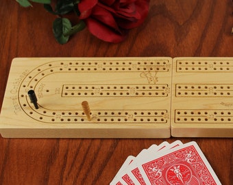 Solid Maple Travel Cribbage Board 2 player Premium Quality, Folded Size 6 1/2" x  3 1/2"  x  1 1/2"D, Wood Games, Paul Szewc