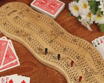 Personalized Cribbage Board, 3 Player Cribbage Board, Crib Board, Cribbage Board With Storage