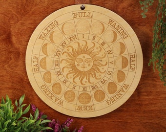 Moon Phase Wall Décor Wooden Wall Art Home Décor with Celestial Lunar Cycles, Laser Engraved from Masterpiece Laser