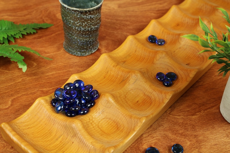 Deluxe Mancala, Large Solid Cherry Wood, Wooden Board Game, Paul Szewc, Masterpiece Laser image 8