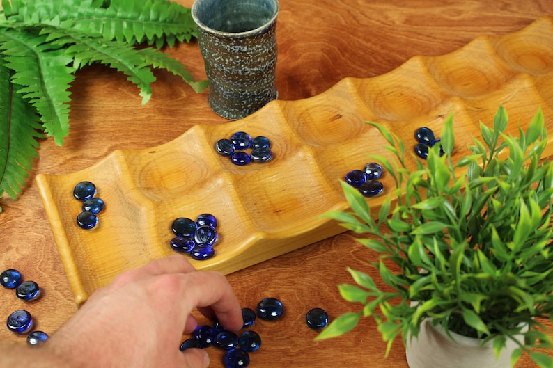 Deluxe Mancala, Large Solid Cherry Wood, Wooden Board Game, Paul Szewc, Masterpiece Laser image 4