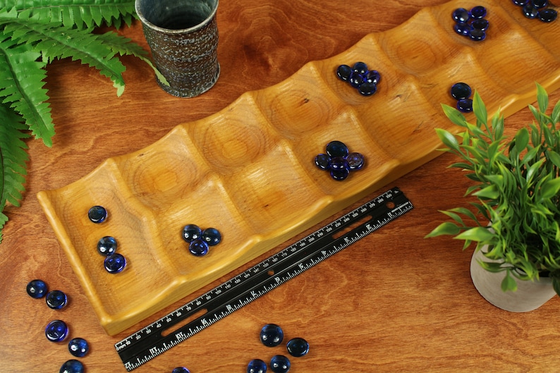 Deluxe Mancala, Large Solid Cherry Wood, Wooden Board Game, Paul Szewc, Masterpiece Laser image 3