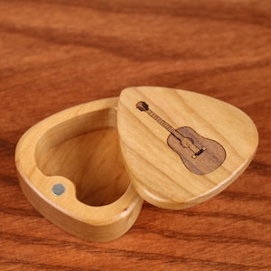 Guitar Pick Box,  2-1/4" x 2" x 1" d., Acoustic Deep, G20, Solid Cherrywood, Laser Engraved, P. Szewc