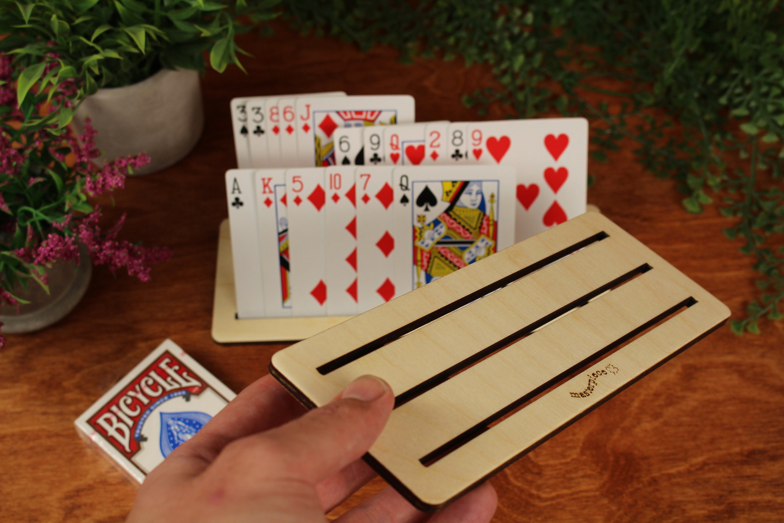 Playing Card Holder Wood Card Game Organizer Senior Card - Etsy Australia