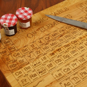 Periodic Table of Elements Cutting Board Laser Engraved 20 x 12 and thick 1-1/4 Maple Hardwood, Paul Szewc image 1