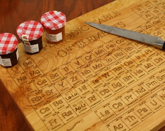 Periodic Table of Elements Cutting Board Laser Engraved- 20" x 12" and thick 1-1/4" - Maple Hardwood, Paul Szewc