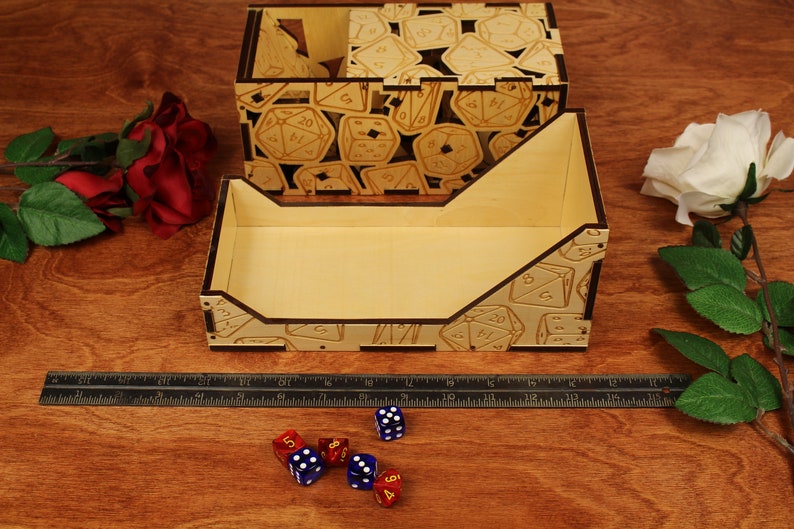 folding dice tower wood dnd accessories laser engraved