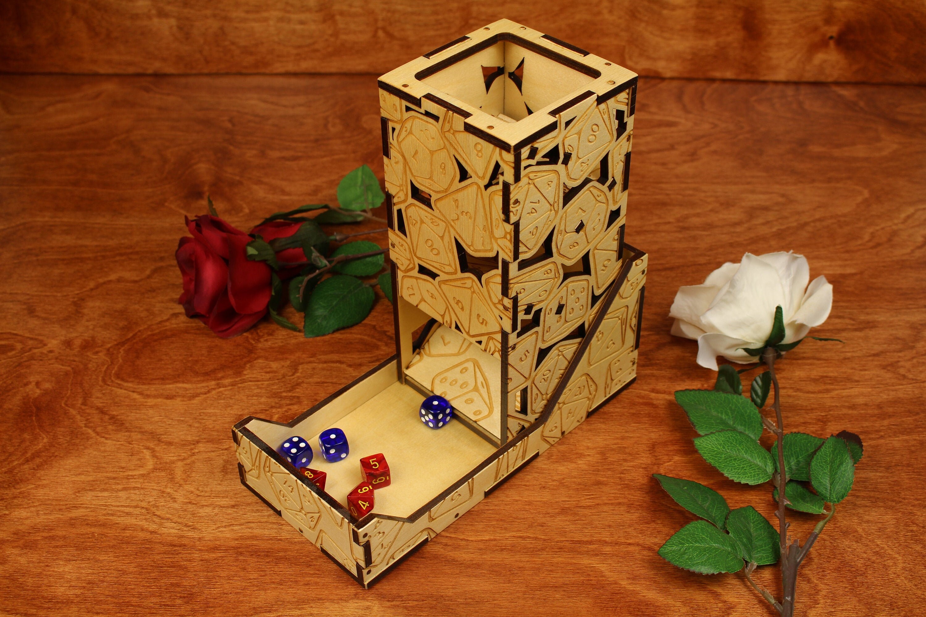 Folding Dice Tower Wood DnD Accessories Laser Engraved Paul Etsy