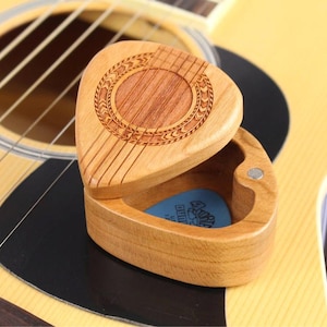 Personalized Guitar Pick Box, Holds 10 Picks, Solid Cherry Hardwood, 2-1/4&quot; x 2&quot; x 1 D&quot;, Gifts For Him, G37