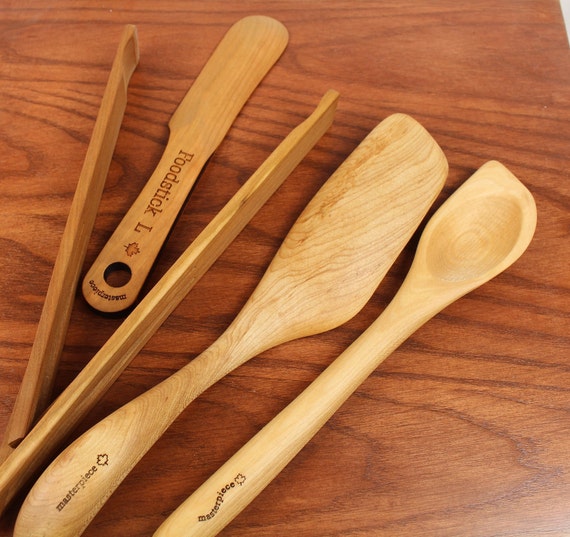 Left or Right Handed Utensil Set, Tongs, Spoontula, Spatula, Free  Foodstick, Masterpiece Laser 