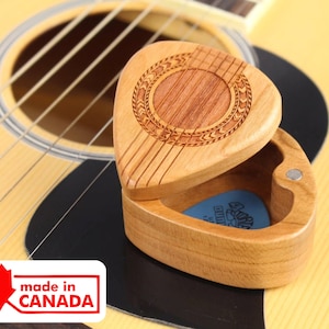 Personalized Guitar Pick Box, Holds 10 Picks, Solid Cherry Hardwood, 2-1/4" x 2" x 1 D", Gifts For Him, G37