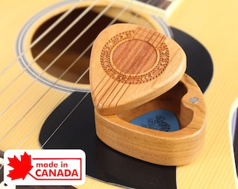 Personalized Guitar Pick Box, Holds 10 Picks, Solid Cherry Hardwood, 2-1/4" x 2" x 1 D", Gifts For Him, G37