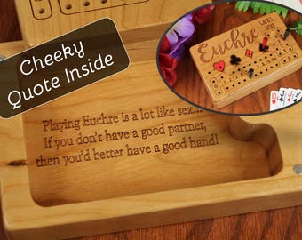 Personalized Euchre Score Counter Set Euchre Player Gift in Cherry wood by MasterpieceLaser