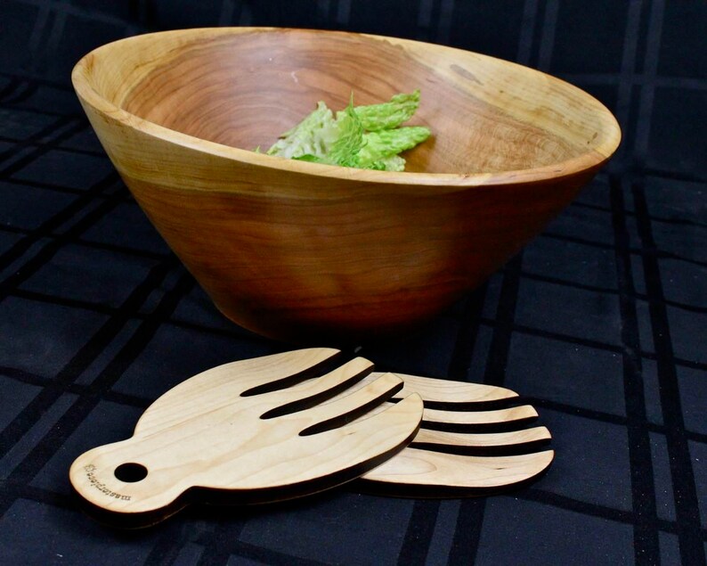 Wood Salad Hands Wooden Salad Servers Solid Maple Kitchen Etsy