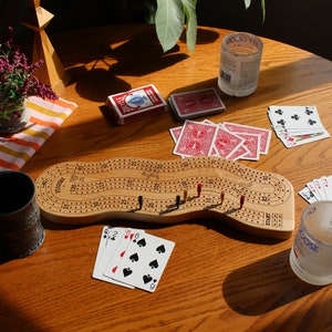 Personalized Cribbage Board with Wooden Cribbage Pegs and Peg Storage, Unique Cribbage Wooden Board Game image 3