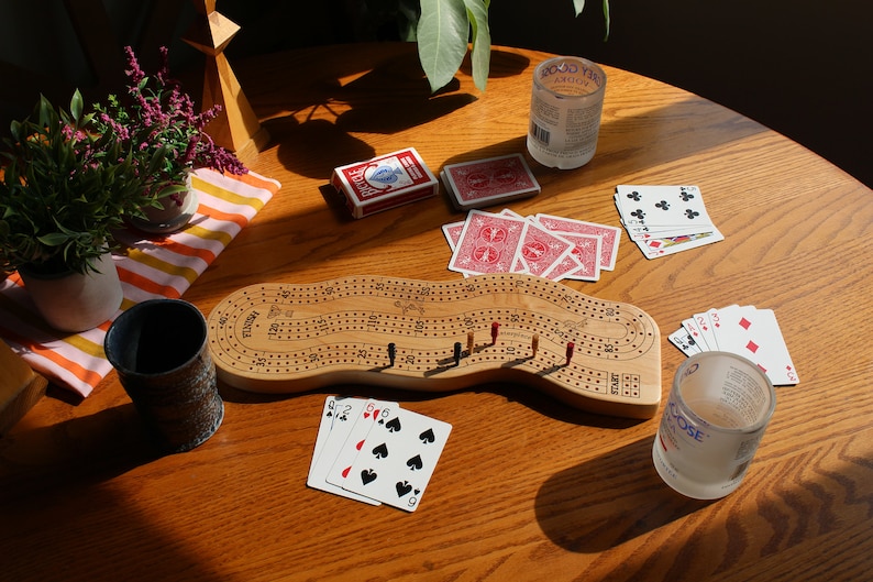 Personalized Cribbage Board, 3 Player Cribbage Board, Crib Board, Cribbage Board With Storage image 3