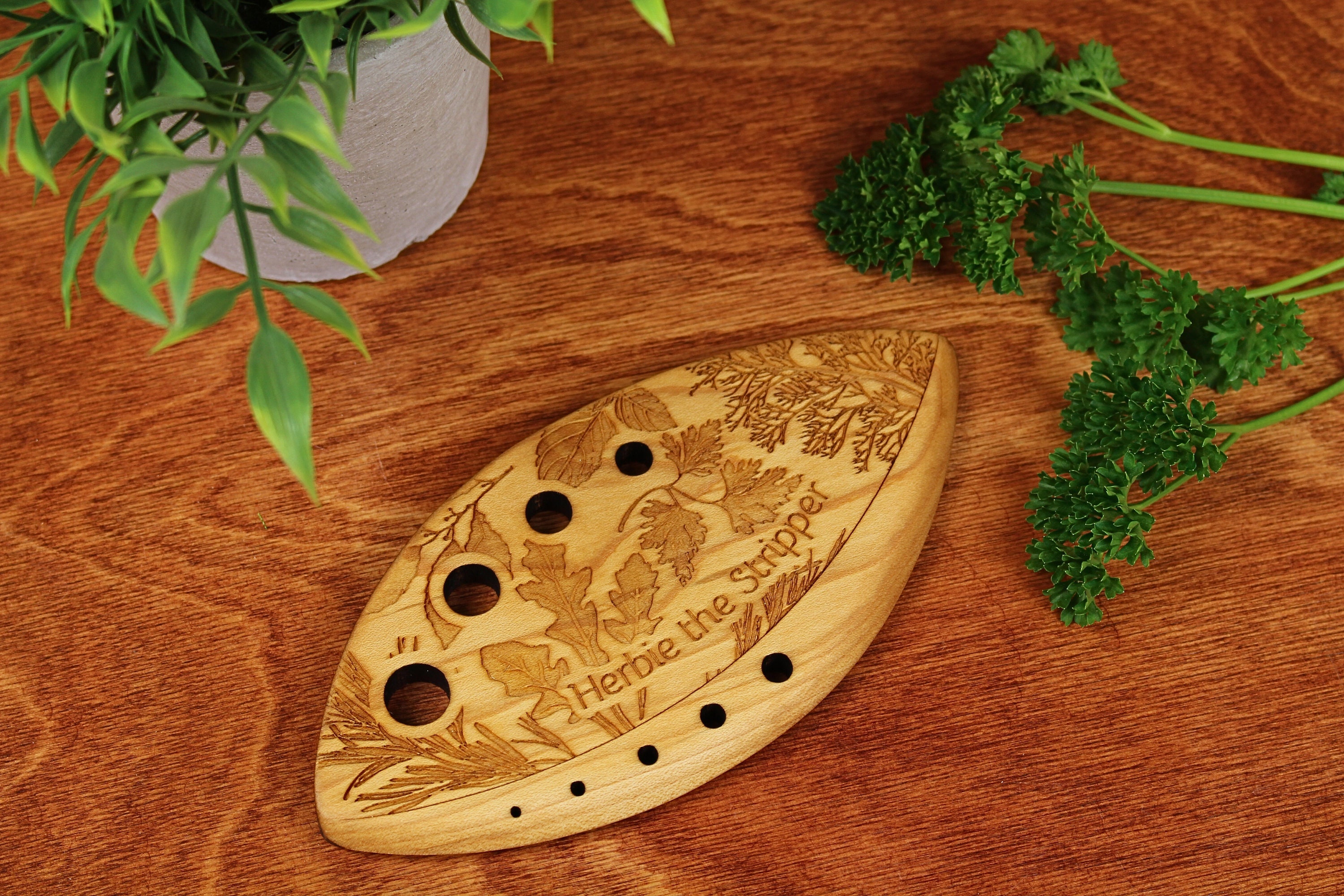 Wooden Herb Stripper Chef Tool and Gardener Present for Fresh