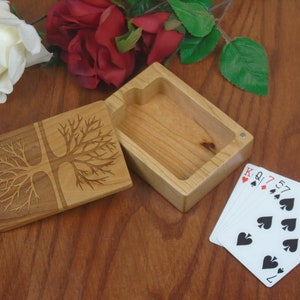 Wood Playing Card Holder, Tree of Life Engraved Wood Made From Solid Cherry by Paul Szewc image 2