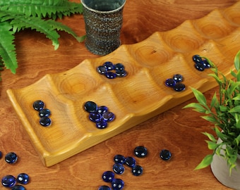 Deluxe Mancala, Large Solid Cherry Wood, Wooden Board Game, Paul Szewc, Masterpiece Laser