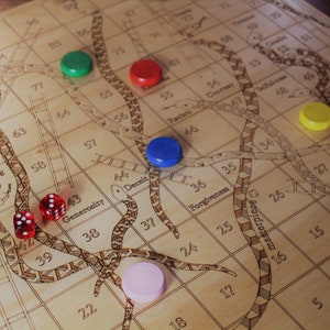 Large Snakes and Ladders, 19 x 19 x 3/4, Birch Plywood Board, Up to 6 Players, Classic Board Game, Masterpiece Lasered Wood image 3