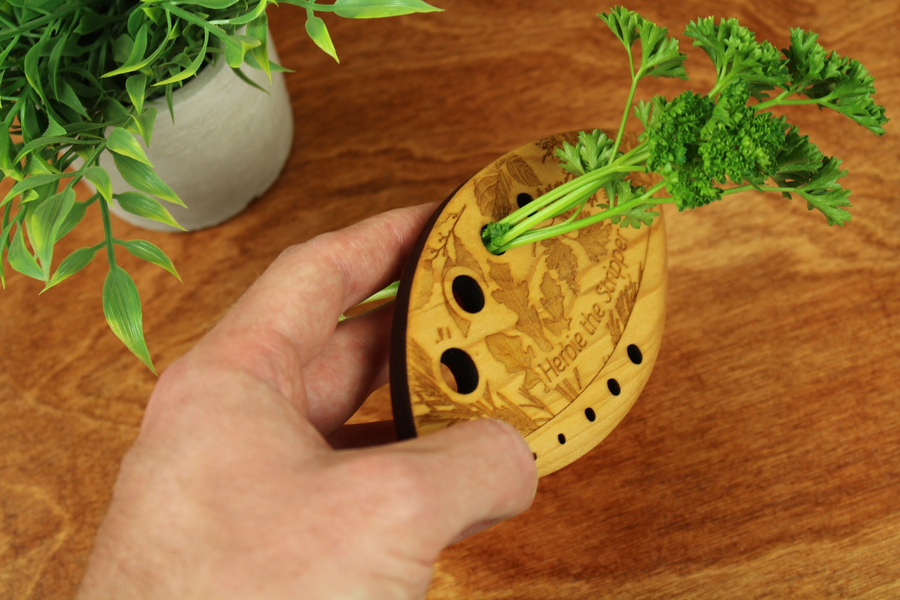 Wooden Herb Stripper Chef Tool and Gardener Present for Fresh