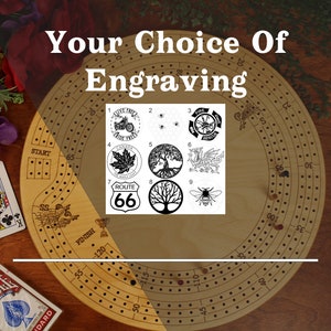 Round Cribbage Board Choose Your Laser Engraving, 3 Player Cribbage Board, Three Track Crib Board, Cribbage Board With Peg Storage