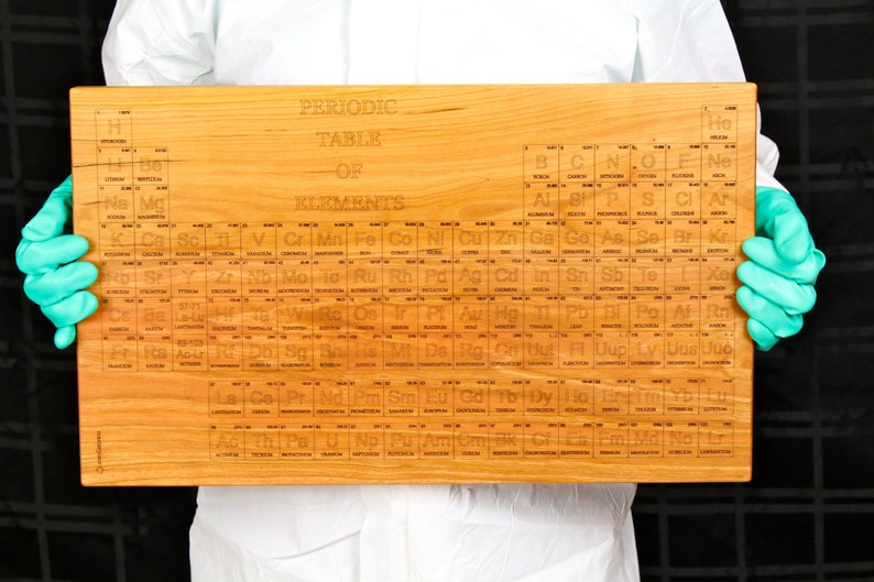 Periodic Table of Elements Cutting Board Laser Engraved 20 x 12 and thick 1-1/4 Maple Hardwood, Paul Szewc image 5