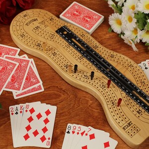 Personalized Cribbage Board, 3 Player Cribbage Board, Crib Board, Cribbage Board With Storage image 4