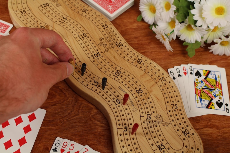 Personalized Cribbage Board, 3 Player Cribbage Board, Crib Board, Cribbage Board With Storage image 7