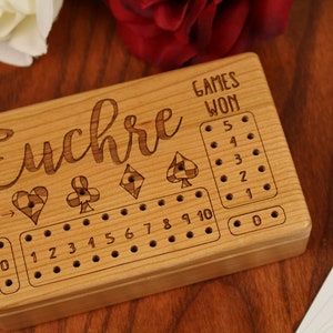 Euchre Counter, Solid Cherry Wooden Euchre Counter Set Laser Engraved, Paul Szewc, Masterpiece Gallery image 2