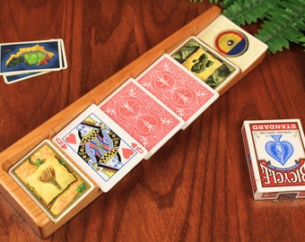 Card Holder and Board Game Card Organizer, Playing Card Holder, 14-1/2" x 3-5/8", Solid Cherry wood, Paul Szewc
