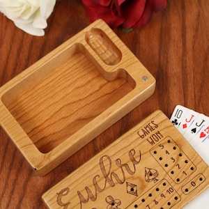 Euchre Counter, Solid Cherry Wooden Euchre Counter Set Laser Engraved, Paul Szewc, Masterpiece Gallery image 8
