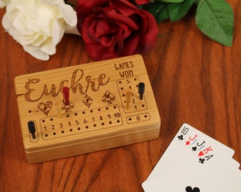 Euchre Counter, Solid Cherry Wooden Euchre Counter Set -Laser Engraved,  Paul Szewc, Masterpiece Gallery