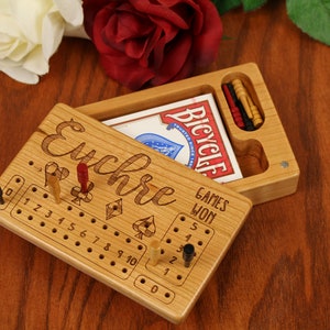 Euchre Counter, Solid Cherry Wooden Euchre Counter Set Laser Engraved, Paul Szewc, Masterpiece Gallery image 3