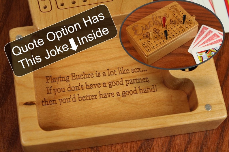Euchre Counter, Solid Cherry Wooden Euchre Counter Set Laser Engraved, Paul Szewc, Masterpiece Gallery image 4