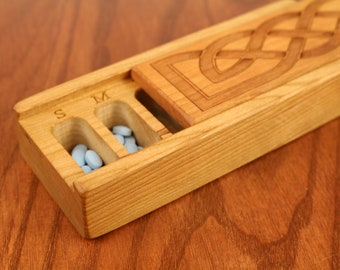 Celtic Knot Laser Engraved Pill Box, Lacquer & Mineral Oil, Pill Case, Vitamin Organizer, Masterpiece Laser