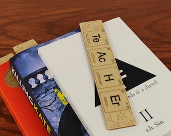 Teacher, Periodic Table of Elements, Chemistry, Wooden Bookmark,  Russian Birch, Gift, Laser engraved, Paul Szewc