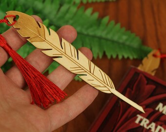 Quill Pen Bookmark, Feather Pen Wooden Book marker, Baltic Birch, Laser engraved, Paul Szewc