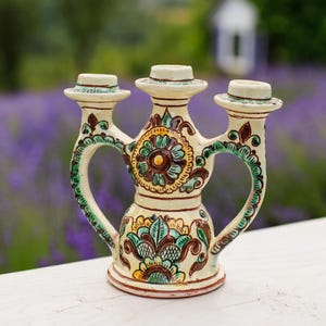 Handgjord ukrainsk keramisk ljusstake, påskkandelaber, ljusdisplay