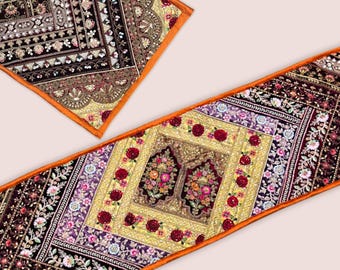 Patchwork Embroidery Table Runner Wall Hanging: Indian Handicraft Decor