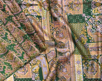 Vintage 100% Pure Silk Sari Fabric 5.5 Yards | Indian Printed Saree For Crafting Quilting Sewing