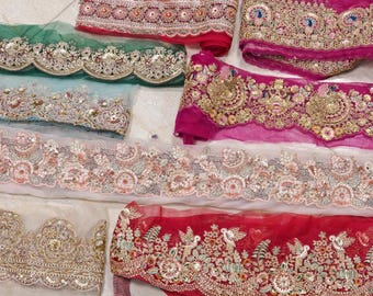 Designer Trims Embroidered Lace Indian Borders For Crafting Dress Making
