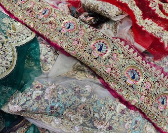 Designer Trims Embroidery Laces Lot | Indian Saree Colorful Borders For Crafting
