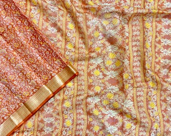 100% Pure Silk Sari Indian Vintage Saree Crafting Quilting Sewing Printed Fabric